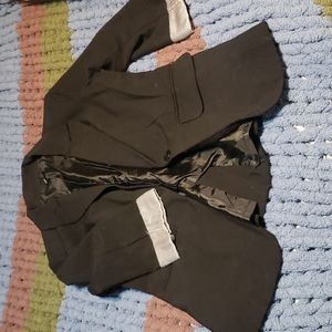 Black blazer, used,wite & navy pinstripe cuff